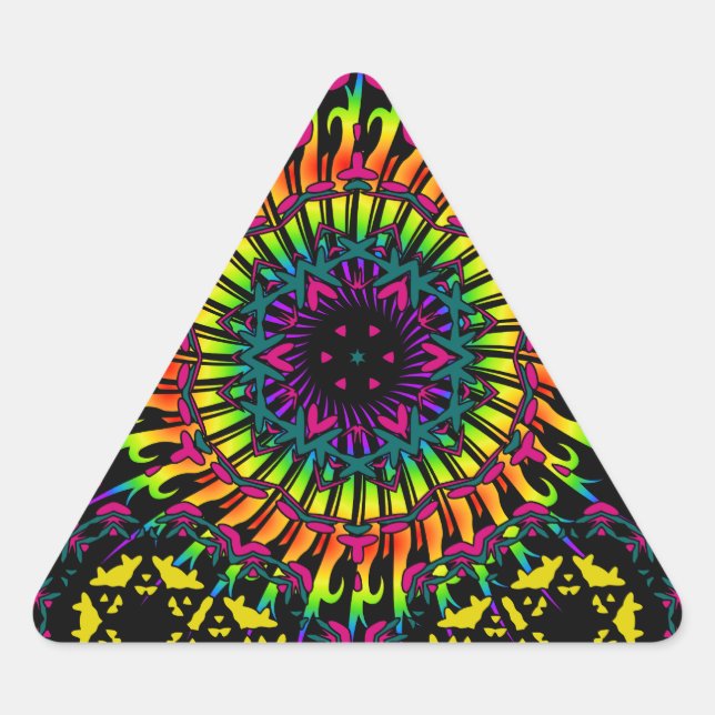 Abstrakt / Psychedelic Spiral Vortex Dreieckiger Aufkleber (Vorderseite)