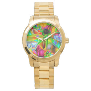 Abstrakt Psychedelische Blume Armbanduhr