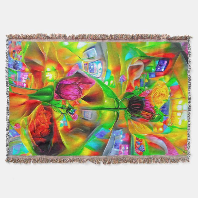 Abstrakt Psychedelische Blume Decke (Vorderseite)