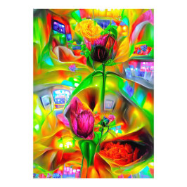 Abstrakt Psychedelische Blume Fotodruck
