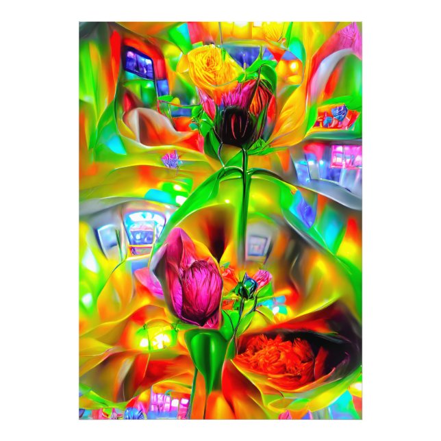 Abstrakt Psychedelische Blume Fotodruck (Vorne)