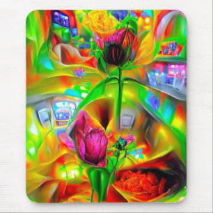 Abstrakt Psychedelische Blume Mousepad