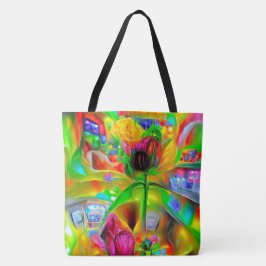 Abstrakt Psychedelische Blume Tasche