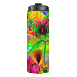 Abstrakt Psychedelische Blume Thermosbecher