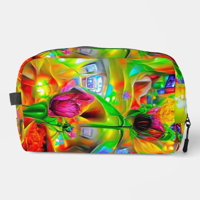 Abstrakt Psychedelische Blume Waschbeutel (Vorderseite)