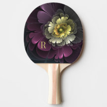 Abstrakt Purpur Khaki Gray Fraktal Blume Monogram