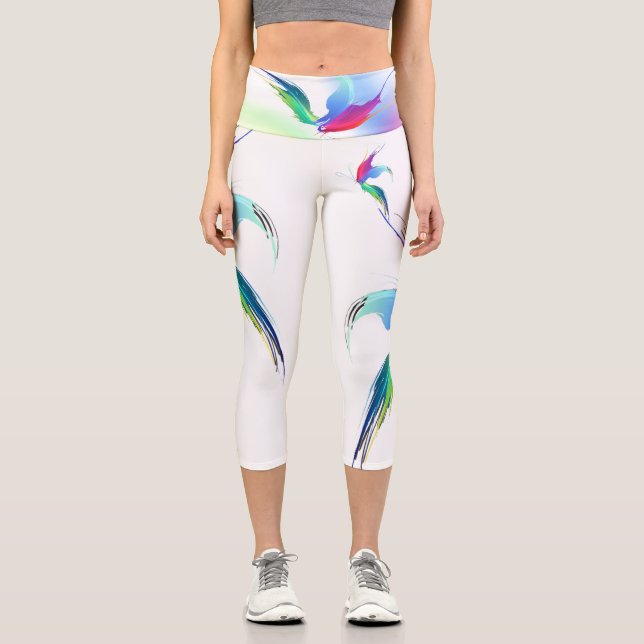 Abstrakt Rainbow Butterfly Paint Spritzer Capri Leggings (Vorderseite)