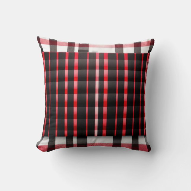 Abstrakt Red Black Kariert Modern Collection Kissen (Vorderseite)