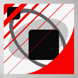 Abstrakt Red Gray Off-White Black AP0002 Poster