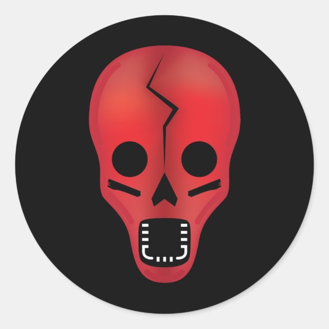 Abstrakt Red Skull Runder Aufkleber (Vorderseite)