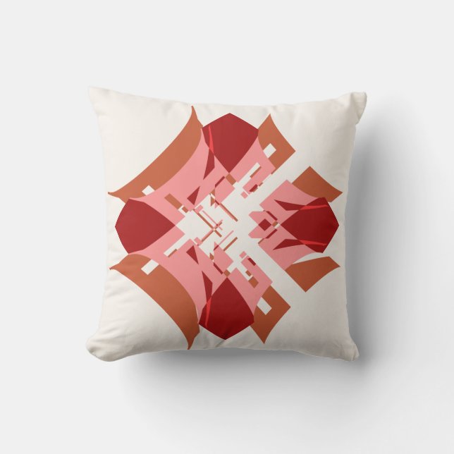 Abstrakt Red Tan Pink White Diamond Floral Design Kissen (Vorderseite)