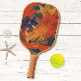 Abstrakt Retro Cooles Muster Mit Monogramm Sports  Pickleball Schläger