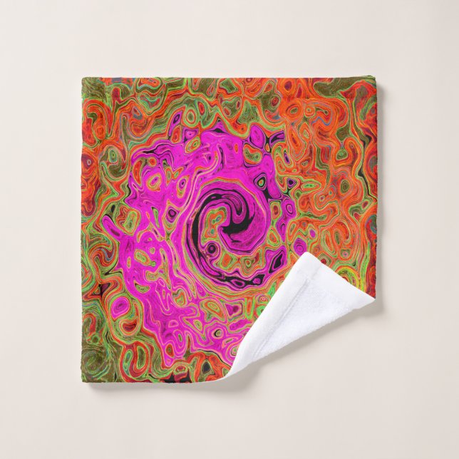 Abstrakt Retro Liquid Swirl Badhandtuch Set (Waschlappen)