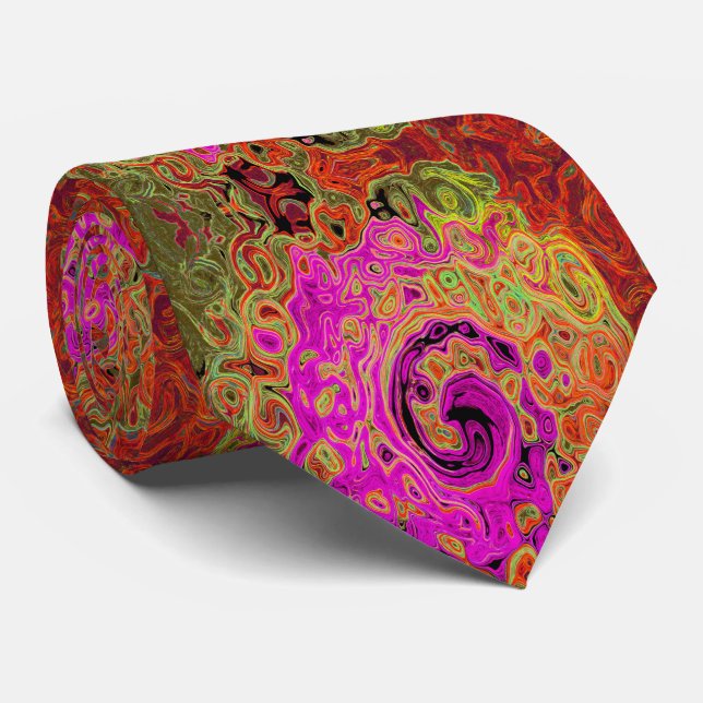Abstrakt Retro Liquid Swirl Krawatte (Gerollt)