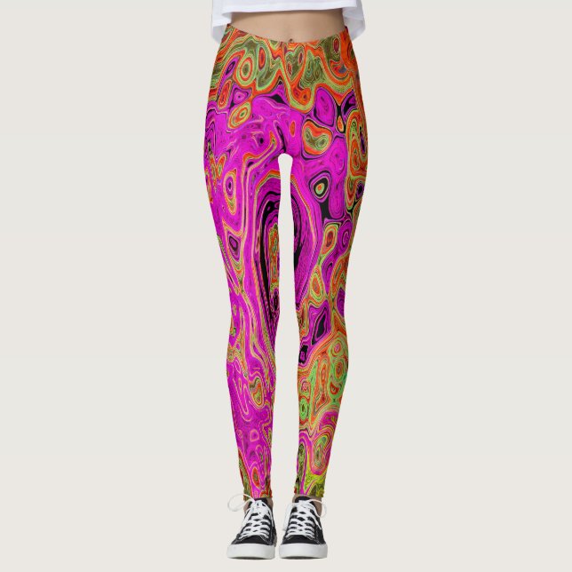 Abstrakt Retro Liquid Swirl Leggings (Vorderseite)