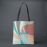 Abstrakt Retro Modernes Pfirsichrost Aquamarin Tasche<br><div class="desc">Diese moderne abstrakte Totentasche ist auffallend und macht mit ihrem Retro-Look aus Pfirsich,  aquamarinen,  Aqua- und Tonrost-Wirbel eine Aussage. Fügen Sie einen Namen und eine Initiale,  um ihn zu personalisieren. Erstellt von der einfachen Farmhouse Press.</div>