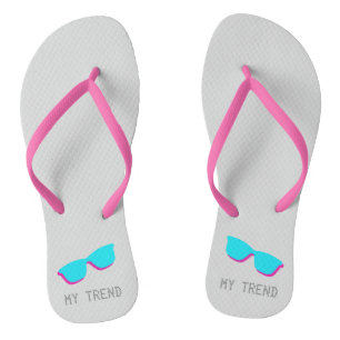 Abstrakt Retro Pop Art - Türkis & Pink Brillen Flip Flops