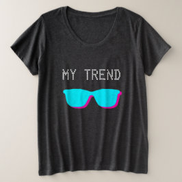 Abstrakt Retro Pop Art - Türkis & Pink Brillen Große Größe T-Shirt