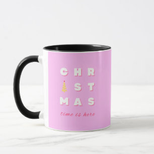 Abstrakt Retro Weihnachten Rosa Feiertag Dekoratio Tasse