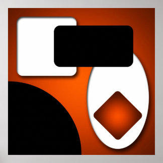 Abstrakt Rich Modern Orange Shapes AP006 Poster