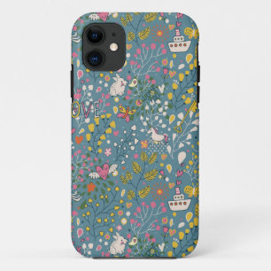 Abstrakt romantisches Muster mit Cartoon iPhone 11 Hülle