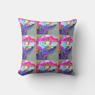 Abstrakt rosa aquamarine Aquarellblüte Kissen