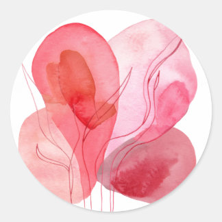 Abstrakt rosa Aquarellzusammensetzung Runder Aufkleber