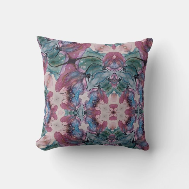 Abstrakt rosa blau und grün kissen (Vorderseite)