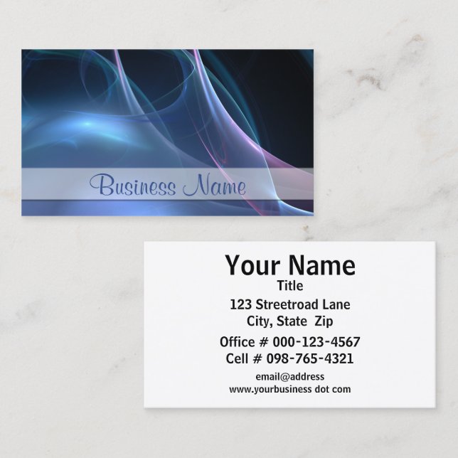 Abstrakt rosa blaue Seidenstreifen Beruflich Visitenkarte (Vorne/Hinten)