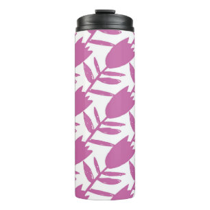 Abstrakt rosa Bluebell-Blume nahtlos auf Thermosbecher