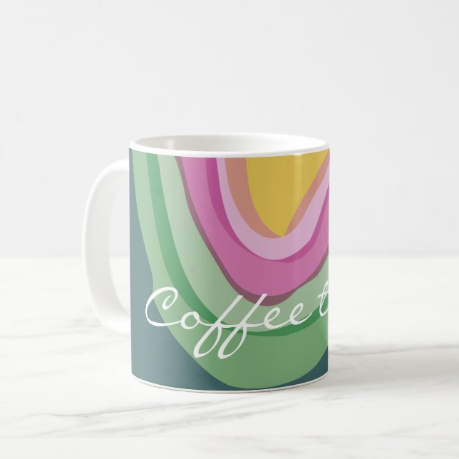 Abstrakt rosa grüne Wasserfarbe Kaffeetasse (Vorderseite Links)