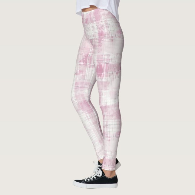 Abstrakt rosa Karierte Streifen Leggings (Links)