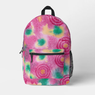 Abstrakt rosa Kreise Gelber Rückenbeutel Bedruckter Rucksack