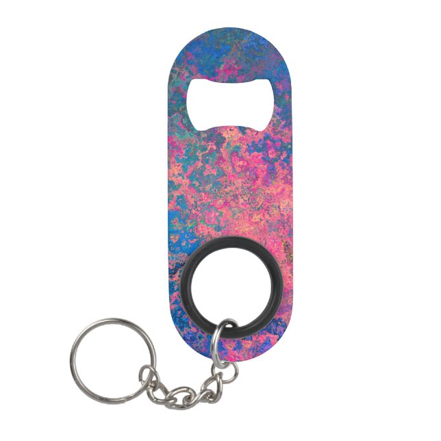 Abstrakt, rosa, Lila & blau, Alkoholtink Mini Flaschenöffner (Vorderseite)