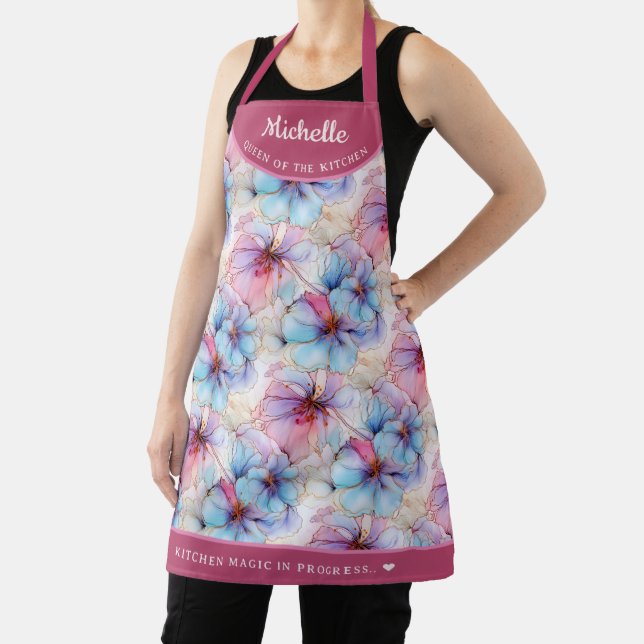 Abstrakt Rosa Lila blumenreich hübsch personalisie Schürze (InSitu)