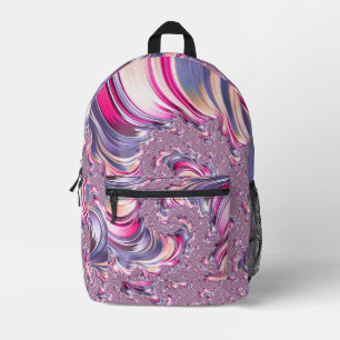 Abstrakt rosa Lila Fraktal Bedruckter Rucksack