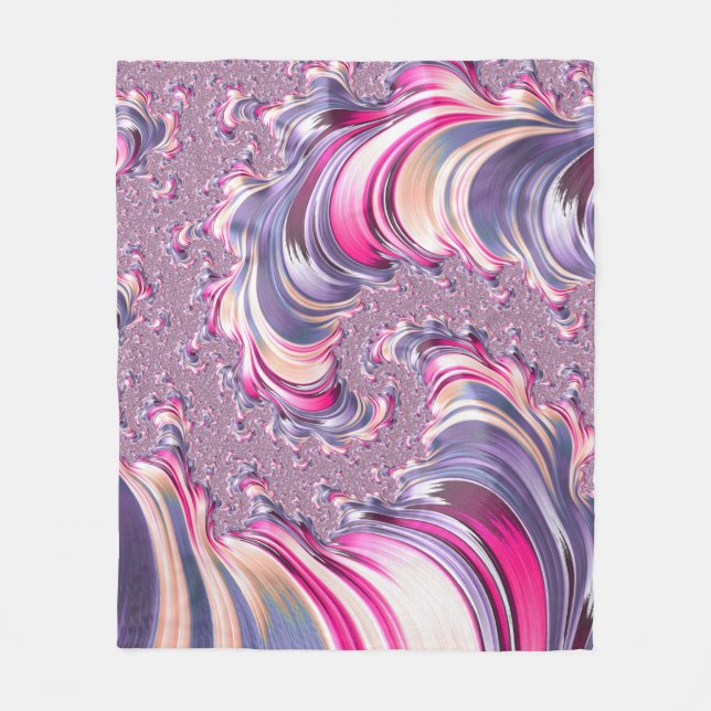 Abstrakt rosa Lila Fraktal Fleecedecke (Vorderseite)