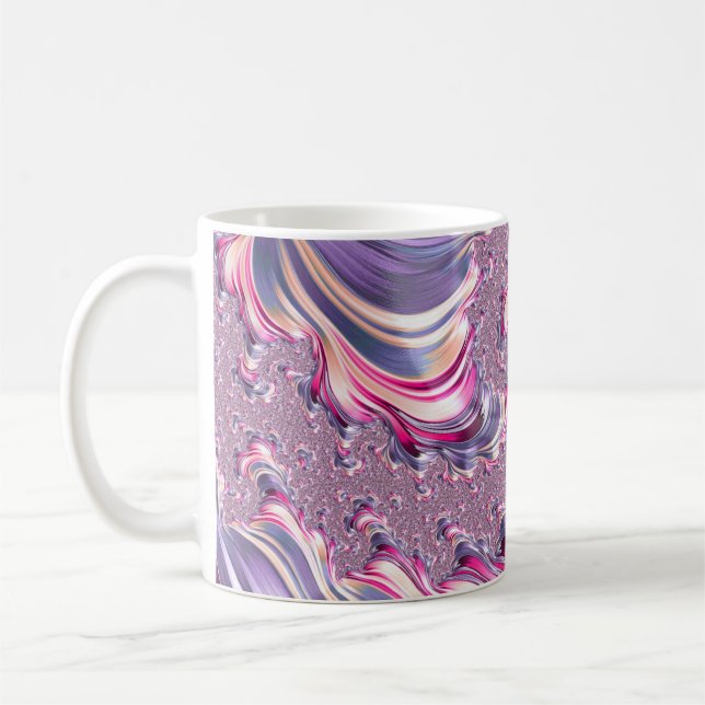 Abstrakt rosa Lila Fraktal Kaffeetasse (Links)