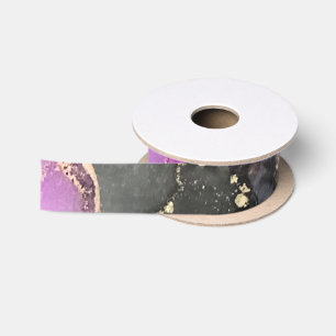Abstrakt rosa Lila Schwarz Gold Einzigartige Kunst Satinband