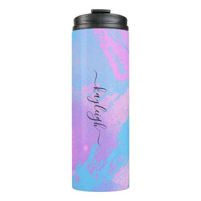 Abstrakt Rosa Lila Türkis Thermosbecher (Vorderseite)