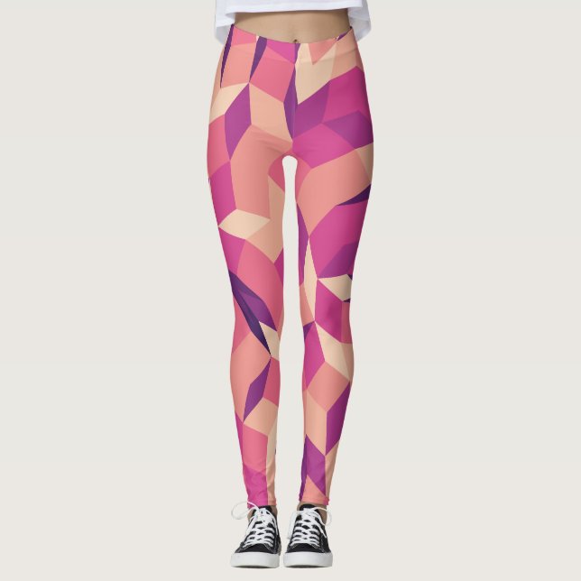 Abstrakt rosa Muster Leggings (Vorderseite)