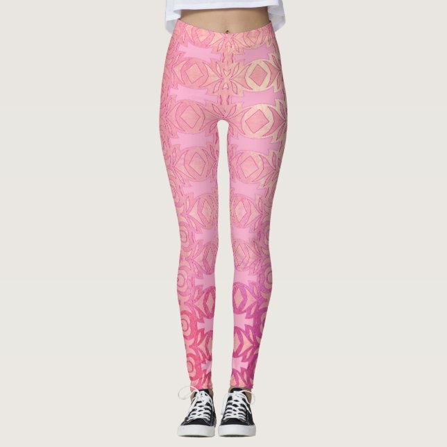 abstrakt rosa Muster Leggings (Vorderseite)