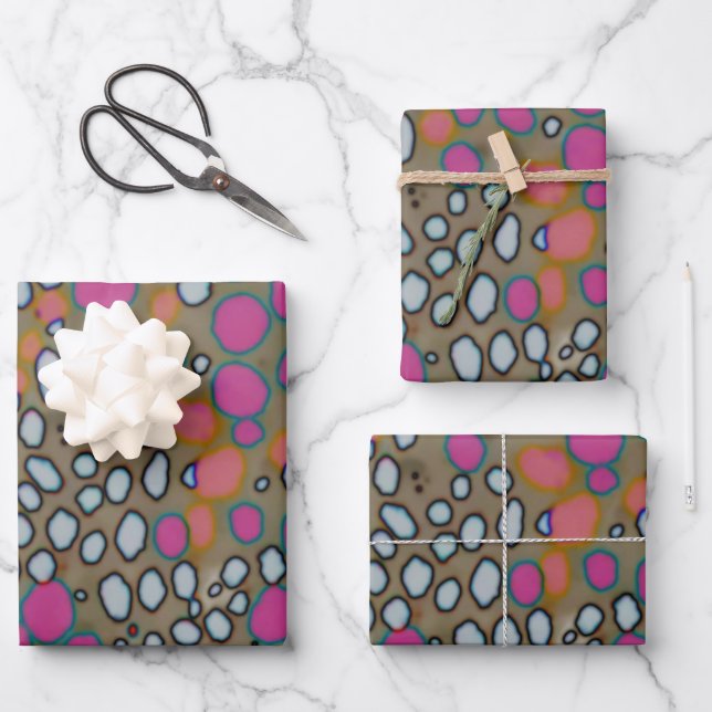 Abstrakt rosa Orange Brown Polka Dot Muster Geschenkpapier Set (Vorderseite)