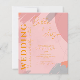 Abstrakt Rosa Orange Schöne Hochzeit Einladung