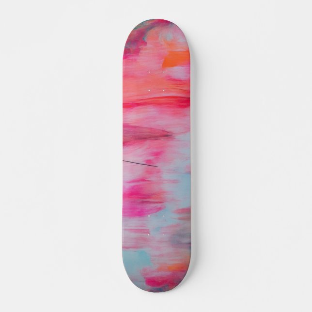 Abstrakt rosa Orange und Weißes Skateboard (Vorne)
