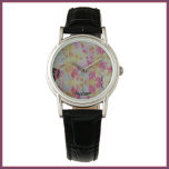 Abstrakt rosa Schwarz/Gelb Armbanduhr<br><div class="desc">Herrliches, rosa, abstraktes Muster mit subtilem Glitzer. Fügen Sie Ihren Namen zu personalisieren.</div>