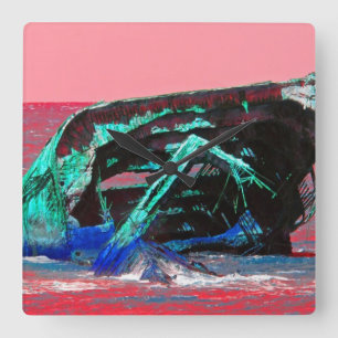 Abstrakt rosa Shipwrack Quadratische Wanduhr