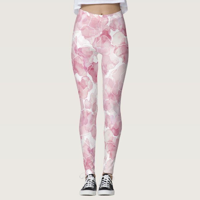 Abstrakt rosa weiß leggings (Vorderseite)