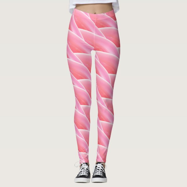 Abstrakt rosa Wellenmuster Leggings (Vorderseite)