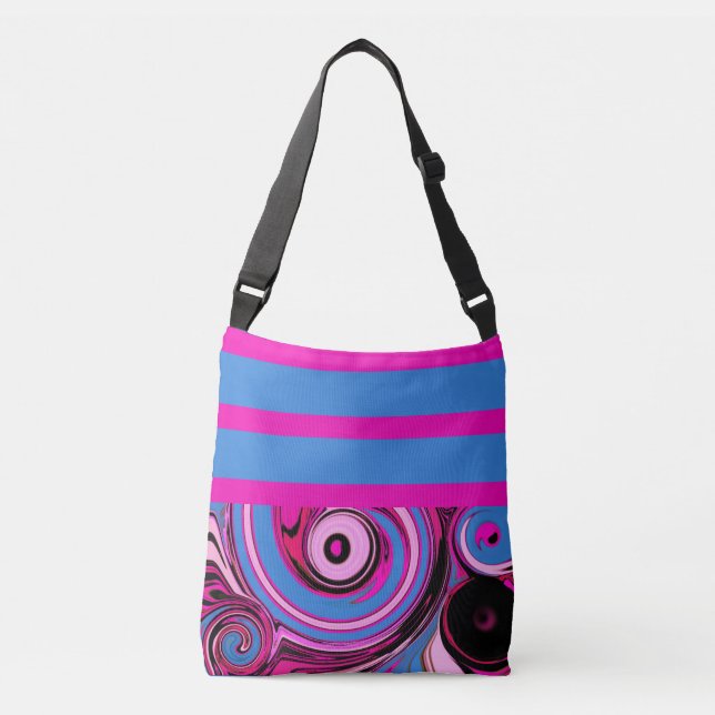Abstrakt rosa Wirbel Schultertasche Tragetaschen Mit Langen Trägern (Vorderseite)